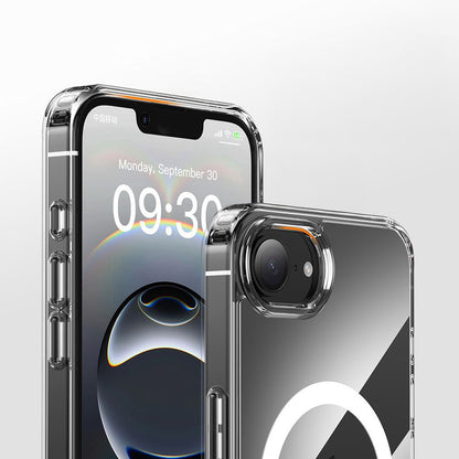 Apple iPhone 16E Kılıf M-safe Şarj Özellikli Şeffaf Sert PC Zore Embos Kapak Şeffaf