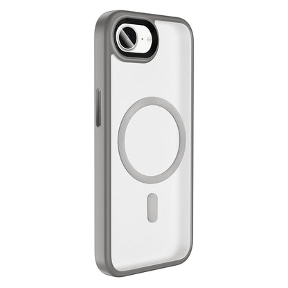 Apple iPhone 16E Kılıf Mat Arka Yüzey Wireless Şarj Özellikli Zore Flet M-safe Kapak Titanyum-Gri