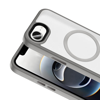 Apple iPhone 16E Kılıf Mat Arka Yüzey Wireless Şarj Özellikli Zore Flet M-safe Kapak Titanyum-Gri