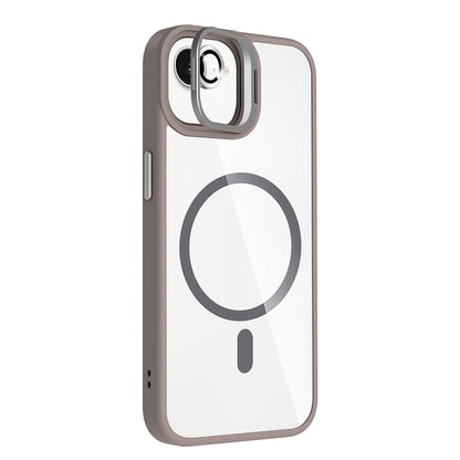 Apple iPhone 16E Kılıf Standlı ve Kamera Lens Hediyeli M-Safe Şarj Özellikli Zore Etro Kapak Pembe