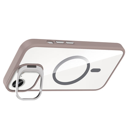 Apple iPhone 16E Kılıf Standlı ve Kamera Lens Hediyeli M-Safe Şarj Özellikli Zore Etro Kapak Desert Titanyum