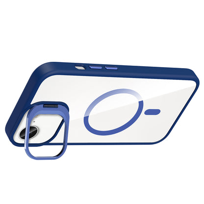 Apple iPhone 16E Kılıf Standlı ve Kamera Lens Hediyeli M-Safe Şarj Özellikli Zore Etro Kapak Pembe