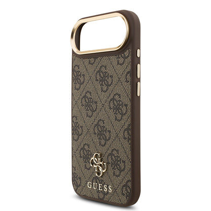 Apple iPhone 17 Air Guess Orjinal Lisanslı 4G ve Yazı Logolu Kılıf + Ekran Koruyucu + Lens Koruyucu 3in1 Aksesuar Seti Kahverengi