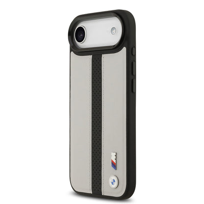 Apple iPhone 17 Air Kılıf BMW Orjinal Lisanslı M-safe Şarj Özellikli Deri Arka Yüzey Metal Logolu Delikli Şerit Tasarımlı Kapak  Lacivert