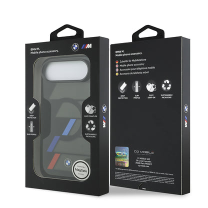 Apple iPhone 17 Air Kılıf BMW Orjinal Lisanslı M-safe Şarj Özellikli IML Baskılı Üç Renkli M Dizayn Kapak Siyah