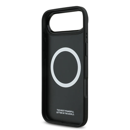 Apple iPhone 17 Air Kılıf BMW Orjinal Lisanslı M-safe Şarj Özellikli M Logolu Üç Şeritli Delikli Deri Kapak Gri