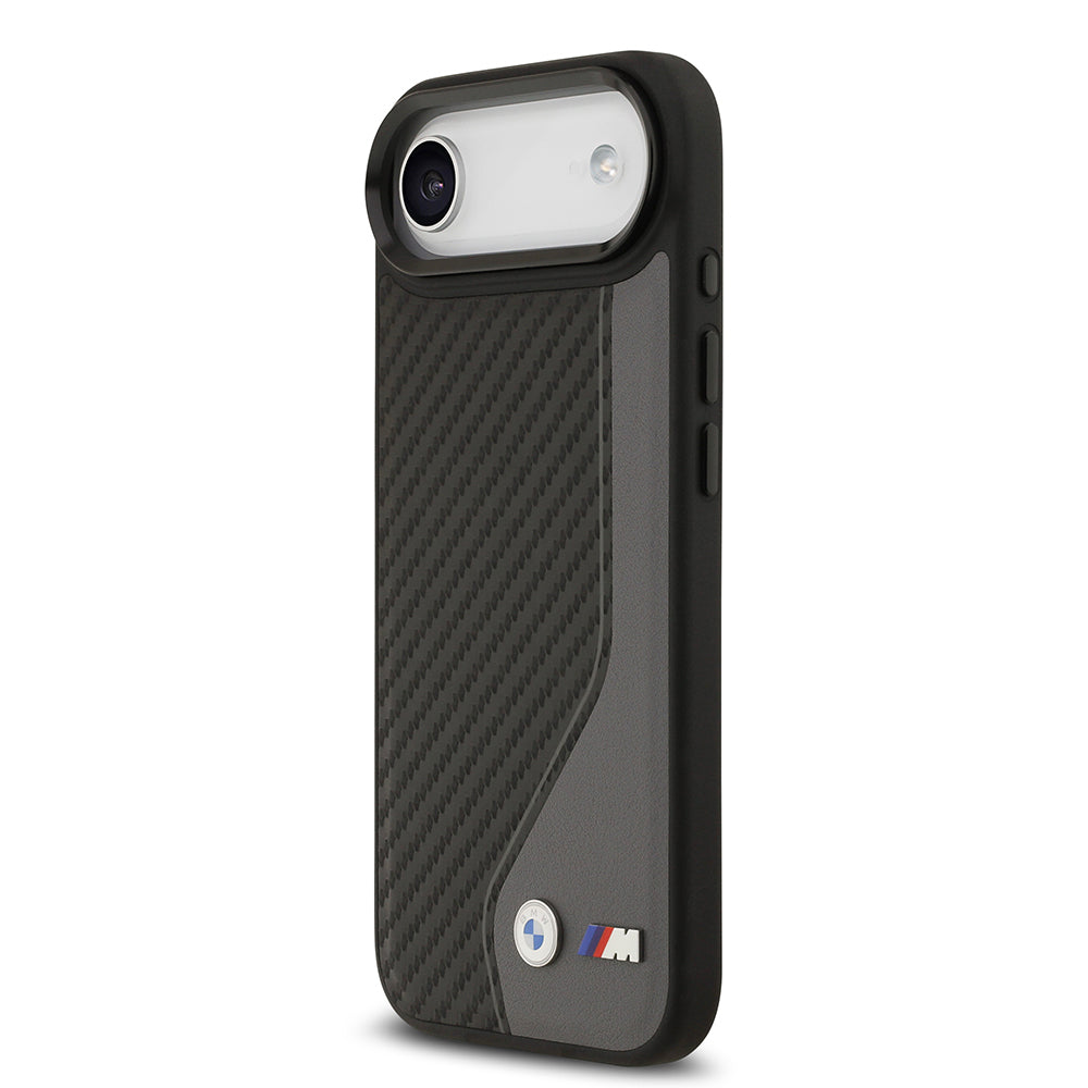 Apple iPhone 17 Air Kılıf BMW Orjinal Lisanslı M-safe Şarj Özellikli Metal BMW ve M Logolu PU Karbon Tasarımlı Kapak Kırmızı