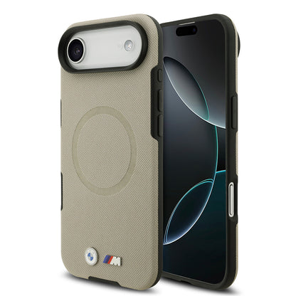 Apple iPhone 17 Air Kılıf BMW Orjinal Lisanslı M-safe Şarj Özellikli Metal Logolu Delikli M Dizayn Deri Kapak Gri