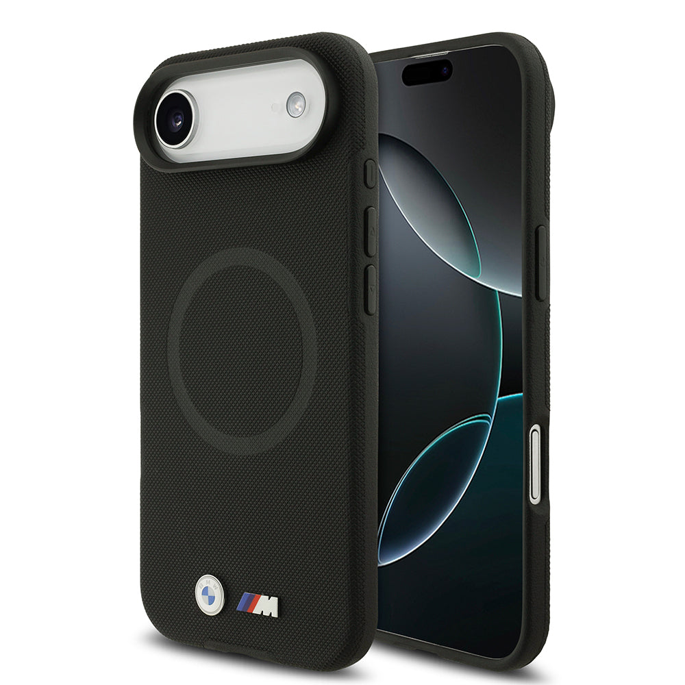 Apple iPhone 17 Air Kılıf BMW Orjinal Lisanslı M-safe Şarj Özellikli Metal Logolu Delikli M Dizayn Deri Kapak Siyah