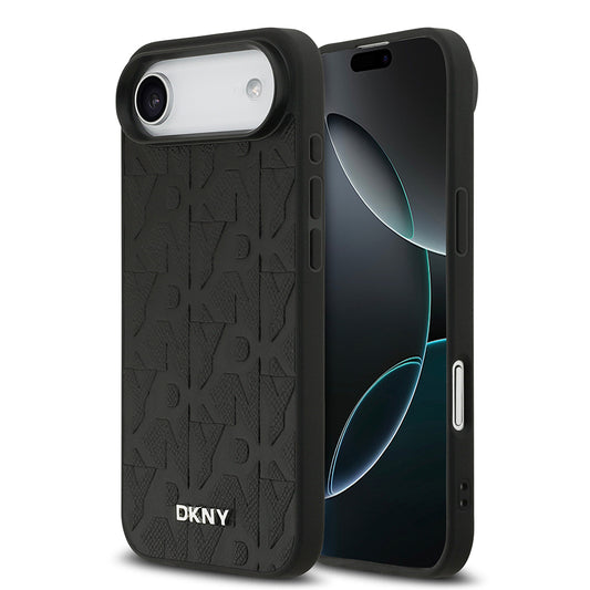 Apple iPhone 17 Air Kılıf DKNY Orjinal Lisanslı M-safe Şarj Özellikli 3D Yazılı Grid Pattern Kapak