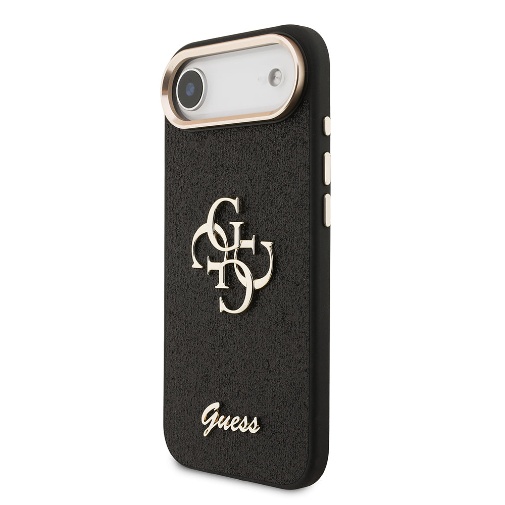 Apple iPhone 17 Air Kılıf Guess Orjinal Lisanslı 4G Büyük Metal Kamera Çerçeveli ve Logolu Glitter Kapak Pembe