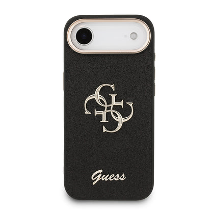 Apple iPhone 17 Air Kılıf Guess Orjinal Lisanslı 4G Büyük Metal Kamera Çerçeveli ve Logolu Glitter Kapak Gold