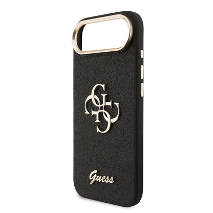 Apple iPhone 17 Air Kılıf Guess Orjinal Lisanslı 4G Büyük Metal Kamera Çerçeveli ve Logolu Glitter Kapak Siyah