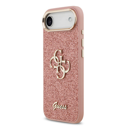 Apple iPhone 17 Air Kılıf Guess Orjinal Lisanslı 4G Büyük Metal Kamera Çerçeveli ve Logolu Glitter Kapak Siyah