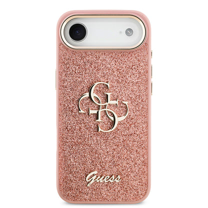 Apple iPhone 17 Air Kılıf Guess Orjinal Lisanslı 4G Büyük Metal Kamera Çerçeveli ve Logolu Glitter Kapak Gold