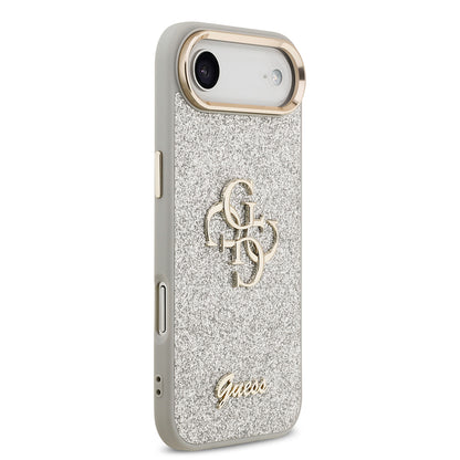 Apple iPhone 17 Air Kılıf Guess Orjinal Lisanslı 4G Büyük Metal Kamera Çerçeveli ve Logolu Glitter Kapak Siyah