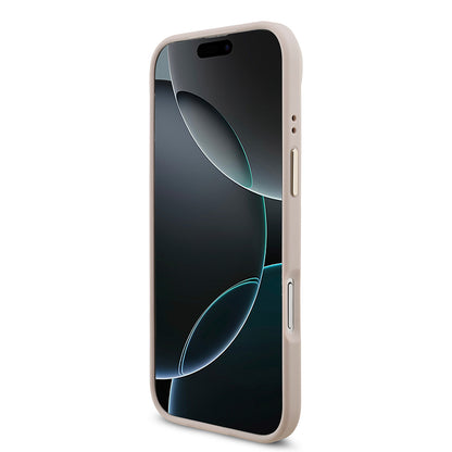 Apple iPhone 17 Air Kılıf Guess Orjinal Lisanslı Gold Metal Kamera Çerçeveli 4G Desenli Metal Büyük 4G ve Yazı Logolu Kapak Pembe