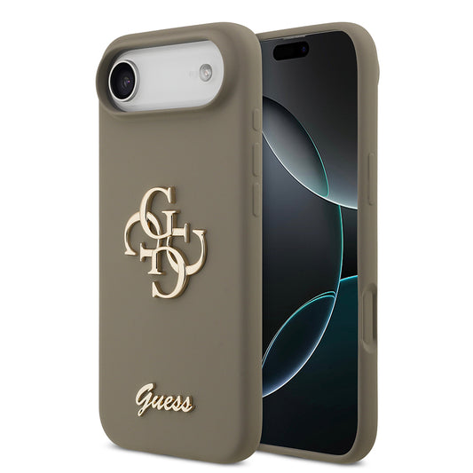 Apple iPhone 17 Air Kılıf Guess Orjinal Lisanslı Grained Yazı Logolu Kapak Siyah