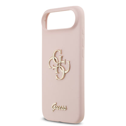 Apple iPhone 17 Air Kılıf Guess Orjinal Lisanslı Grained Yazı Logolu Kapak Pembe