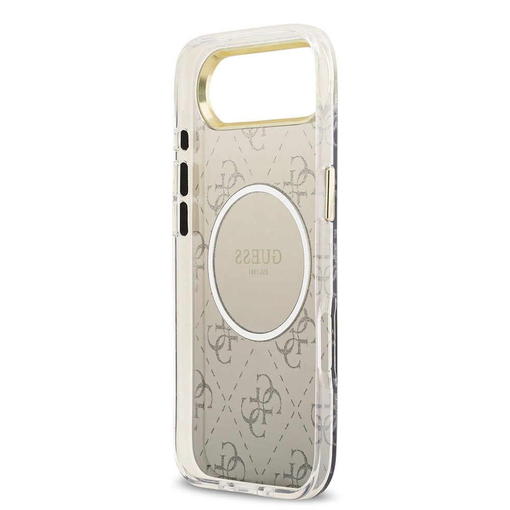 Apple iPhone 17 Air Kılıf Guess Orjinal Lisanslı M-safe Şarj Özellikli 4G Desenli Simli Silikon Kapak Pembe