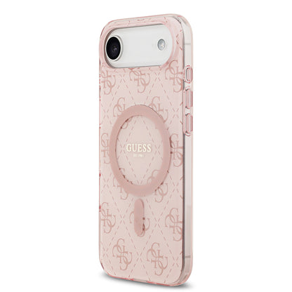 Apple iPhone 17 Air Kılıf Guess Orjinal Lisanslı M-safe Şarj Özellikli IML Baskılı Klasik Logolu 4G Desenli Kapak Pembe