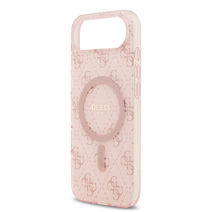 Apple iPhone 17 Air Kılıf Guess Orjinal Lisanslı M-safe Şarj Özellikli IML Baskılı Klasik Logolu 4G Desenli Kapak Kahverengi