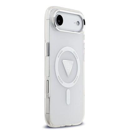 Apple iPhone 17 Air Kılıf Guess Orjinal Lisanslı M-safe Şarj Özellikli IML Baskılı Üçgen Logolu Metal Kamera Çerçeveli Kapak Siyah