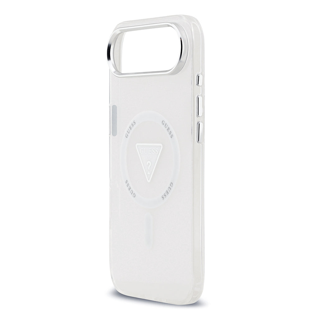 Apple iPhone 17 Air Kılıf Guess Orjinal Lisanslı M-safe Şarj Özellikli IML Baskılı Üçgen Logolu Metal Kamera Çerçeveli Kapak Siyah