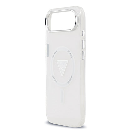 Apple iPhone 17 Air Kılıf Guess Orjinal Lisanslı M-safe Şarj Özellikli IML Baskılı Üçgen Logolu Metal Kamera Çerçeveli Kapak Siyah