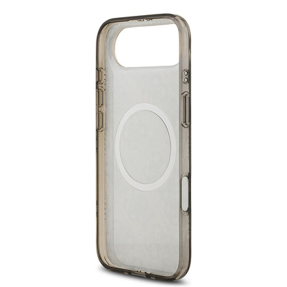 Apple iPhone 17 Air Kılıf Guess Orjinal Lisanslı M-safe Şarj Özellikli IML Peony ve 4G Desenli Klasik Logolu Kapak Pembe