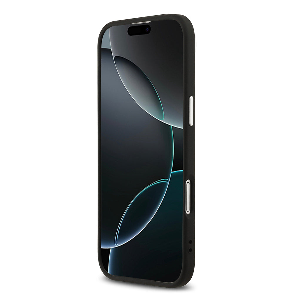 Apple iPhone 17 Air Kılıf Guess Orjinal Lisanslı M-safe Şarj Özellikli Klasik Yazı Logolu PU Deri Kapak Siyah