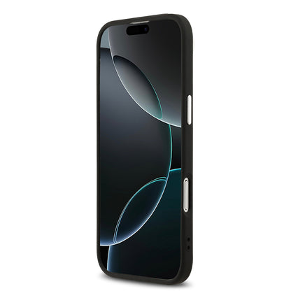 Apple iPhone 17 Air Kılıf Guess Orjinal Lisanslı M-safe Şarj Özellikli Klasik Yazı Logolu PU Deri Kapak Siyah