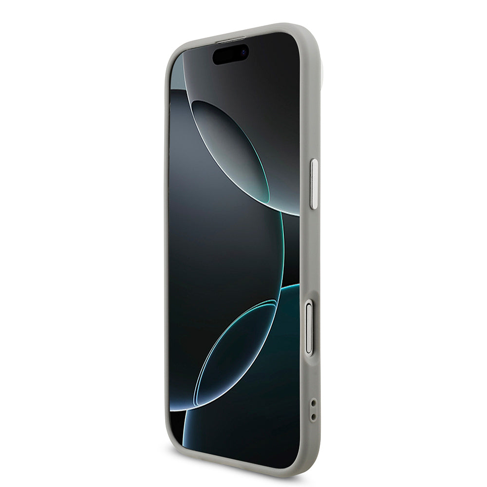 Apple iPhone 17 Air Kılıf Guess Orjinal Lisanslı M-safe Şarj Özellikli Metal Kamera Çerçeveli Üçgen Logolu Glitter Kapak Siyah