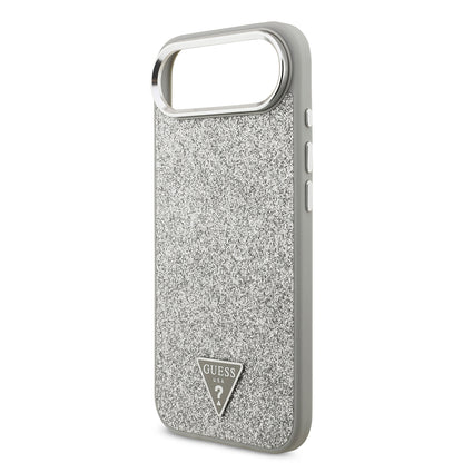 Apple iPhone 17 Air Kılıf Guess Orjinal Lisanslı M-safe Şarj Özellikli Metal Kamera Çerçeveli Üçgen Logolu Glitter Kapak Gold