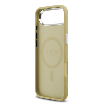 Apple iPhone 17 Air Kılıf Guess Orjinal Lisanslı M-safe Şarj Özellikli Metal Kamera Çerçeveli Üçgen Logolu Glitter Kapak Gri