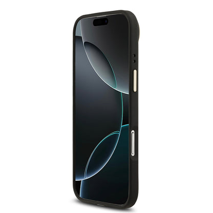 Apple iPhone 17 Air Kılıf Guess Orjinal Lisanslı M-safe Şarj Özellikli Sıcak Baskılı Yazı Logolu PU Deri Peony Kapak Kahverengi