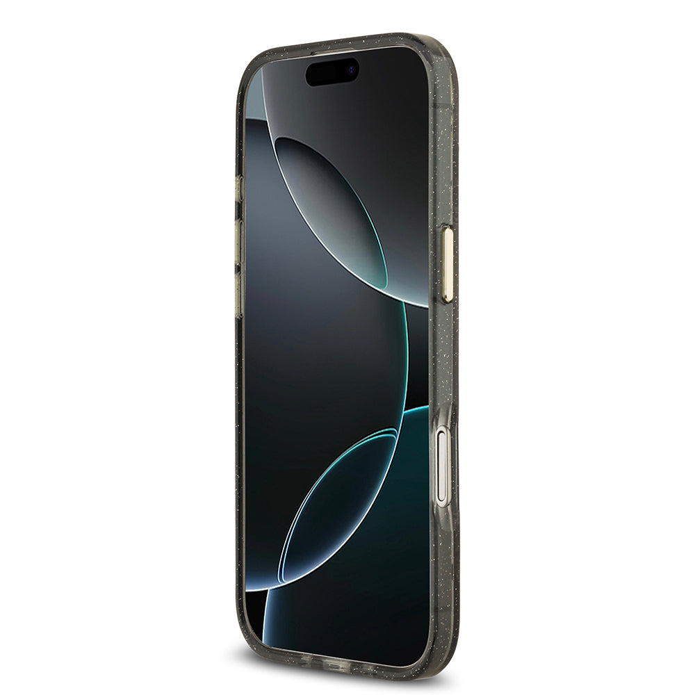 Apple iPhone 17 Air Kılıf Guess Orjinal Lisanslı M-safe Şarj Özellikli Simli Çiçek Desenli Metal Kamera Çerçeveli Üçgen Logolu Kapak Beyaz