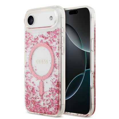Apple iPhone 17 Air Kılıf Guess Orjinal Lisanslı M-safe Şarj Özellikli Transparan Resin Bottom Kapak Pembe