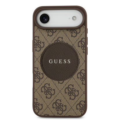 Apple iPhone 17 Air Kılıf Guess Orjinal Lisanslı M-safe Şarj Özellikli Yazı Logolu Circle Classic Kapak  Siyah