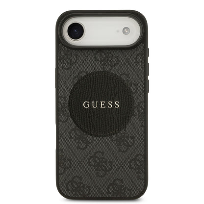 Apple iPhone 17 Air Kılıf Guess Orjinal Lisanslı M-safe Şarj Özellikli Yazı Logolu Circle Classic Kapak  Kahverengi