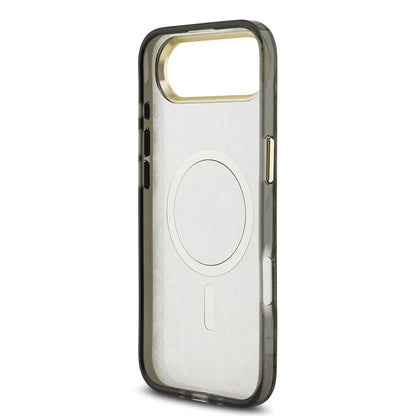 Apple iPhone 17 Air Kılıf Guess Orjinal Lisanslı M-safe Şarj Özellikli Yazı Logolu Python Desenli Kapak Siyah