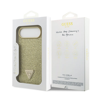 Apple iPhone 17 Air Kılıf Guess Orjinal Lisanslı Taşlı Arka Yüzey Üçgen Logolu Kapak Siyah