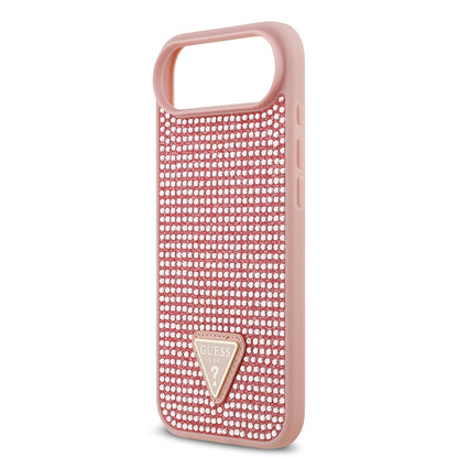 Apple iPhone 17 Air Kılıf Guess Orjinal Lisanslı Taşlı Arka Yüzey Üçgen Logolu Kapak Gold