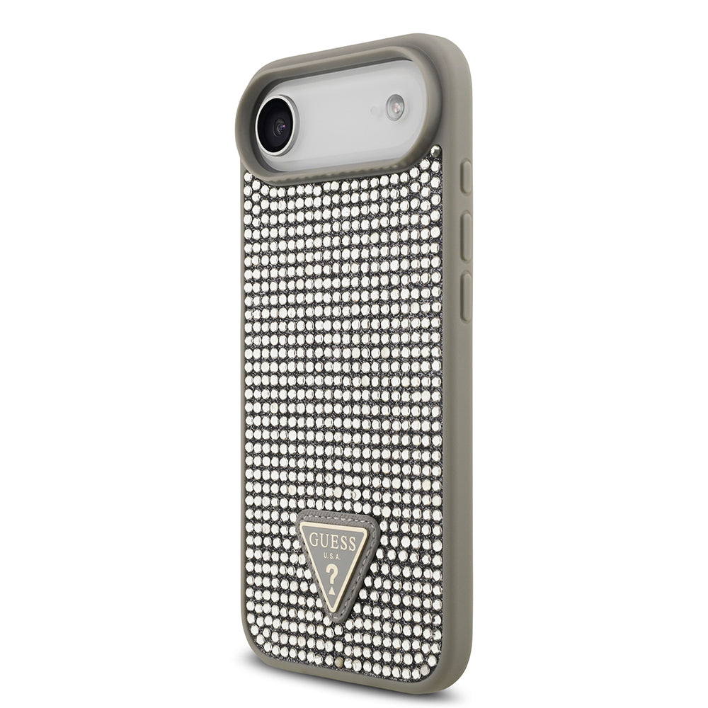 Apple iPhone 17 Air Kılıf Guess Orjinal Lisanslı Taşlı Arka Yüzey Üçgen Logolu Kapak Siyah