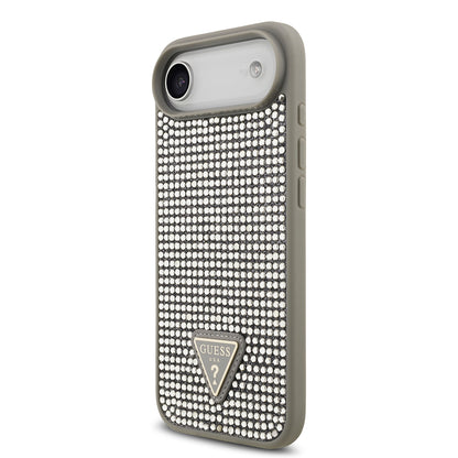 Apple iPhone 17 Air Kılıf Guess Orjinal Lisanslı Taşlı Arka Yüzey Üçgen Logolu Kapak Siyah