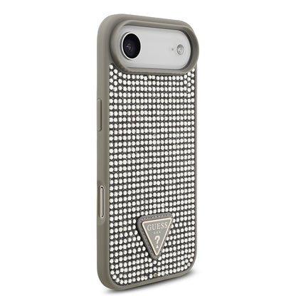 Apple iPhone 17 Air Kılıf Guess Orjinal Lisanslı Taşlı Arka Yüzey Üçgen Logolu Kapak Gümüş