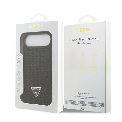 Apple iPhone 17 Air Kılıf Guess Orjinal Lisanslı Taşlı Arka Yüzey Üçgen Logolu Kapak Gümüş