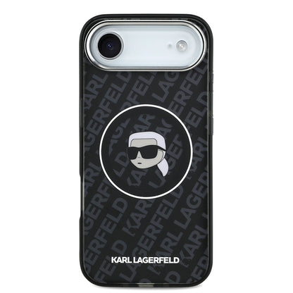 Apple iPhone 17 Air Kılıf Karl Lagerfeld Orjinal Lisanslı IML Baskılı KL Heads Kapak Siyah