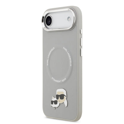 Apple iPhone 17 Air Kılıf Karl Lagerfeld Orjinal Lisanslı M-safe Şarj Özellikli Metal Kamera ve Buton Tasarımlı K&C PU Deri Kapak Siyah