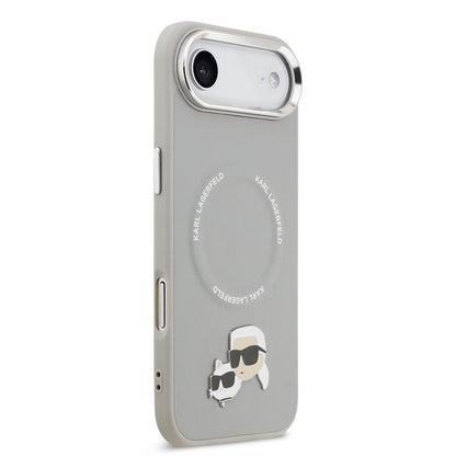 Apple iPhone 17 Air Kılıf Karl Lagerfeld Orjinal Lisanslı M-safe Şarj Özellikli Metal Kamera ve Buton Tasarımlı K&C PU Deri Kapak Siyah